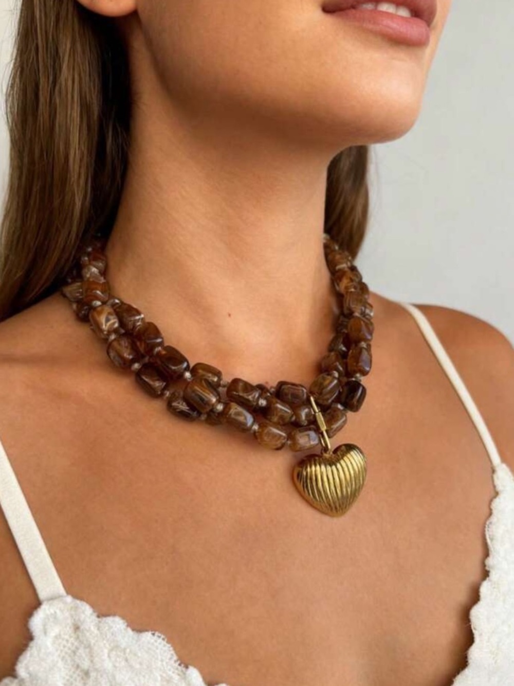 Boho heart necklace #2633